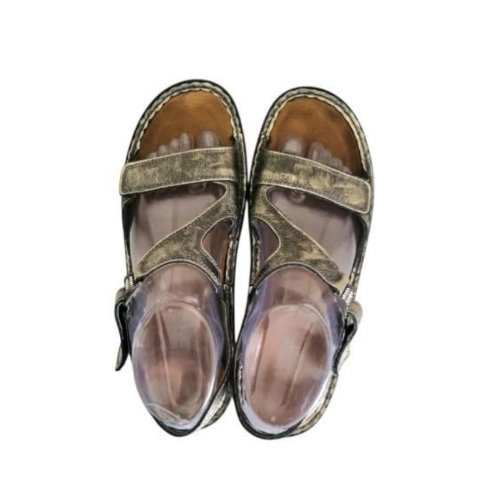 39 NAOT Faso Leather Metallic Metal Slingback Open Toe Sandal Shoe Women 8 8.5 - Picture 5 of 16